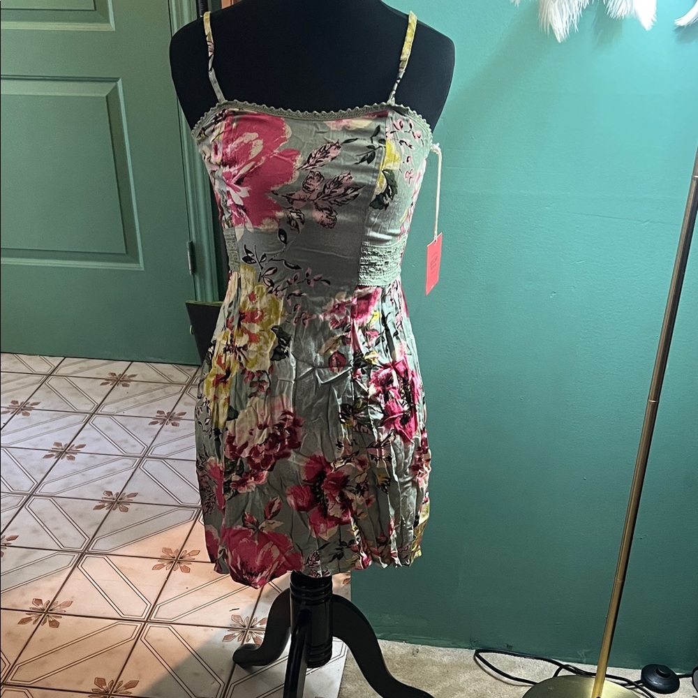 Mossimo Supply Co. Floral Mini Dress - Pink and Green